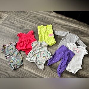 Assorted Baby Girls Newborn Onesies & Outfit Bundle - Bright Mix